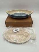 Oval Pottery Baking Dish: With Hot Pad and Box
