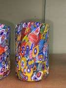 Three Murano glass millefiori art glass tumblers