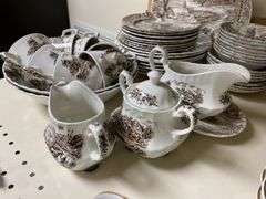 Ridgway Hayride pattern brown transfer dinnerware