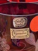 Set of six Egermann ruby to clear engraved glass tumblers