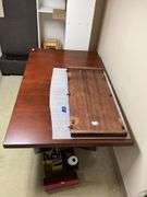Twin pedestal extension dining table w/ leaf 66x30x40 with leaf 84x30x40