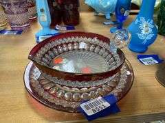 Westmoreland ruby stained glass nappy and plate
