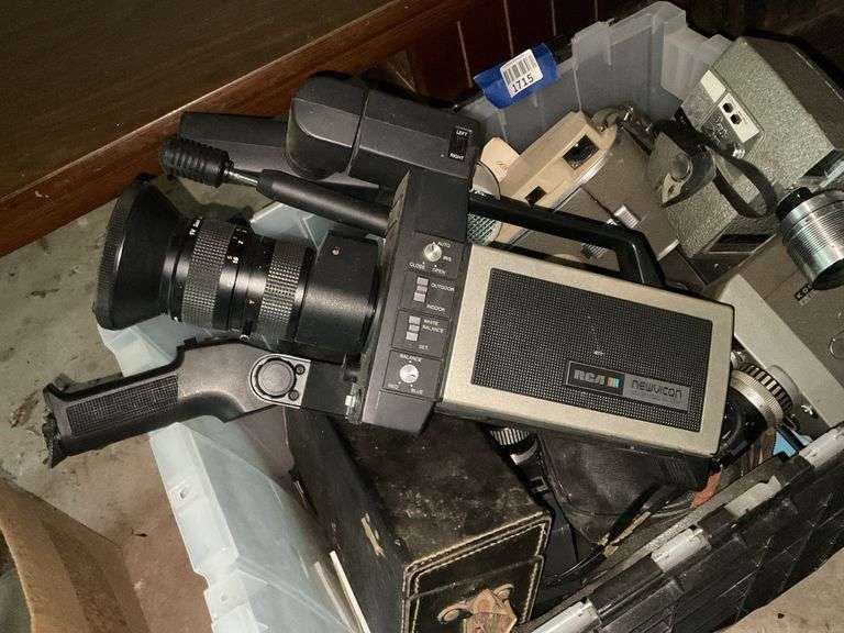 Vintage 8mm movie cameras, and RCA Newvicon video camera, misc cameras