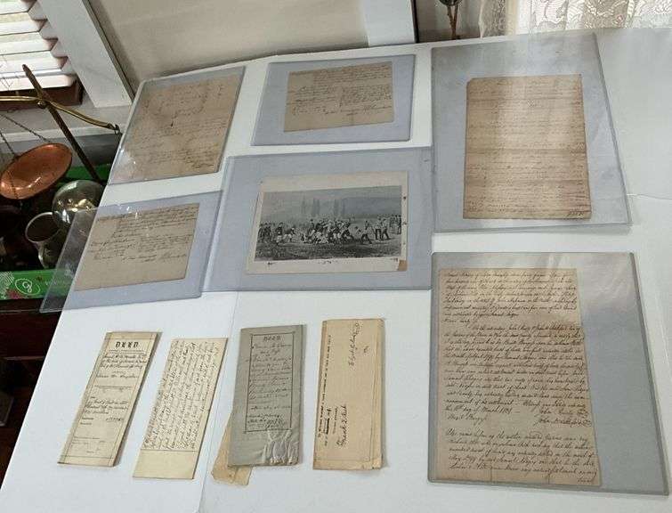 19th century deeds and documents, sports print, 1930s-40s almanacs