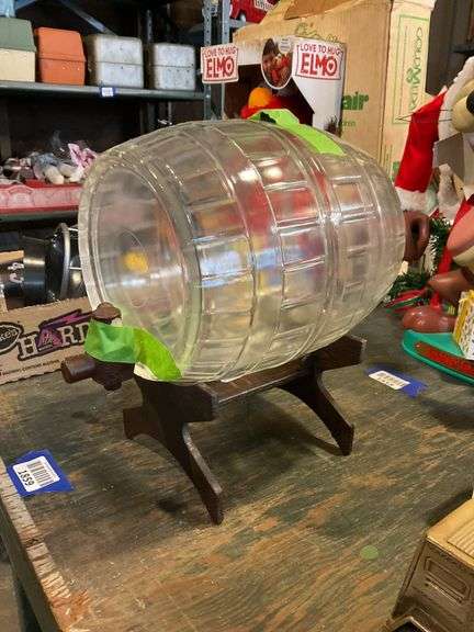 Glass barrel liquor dispenser