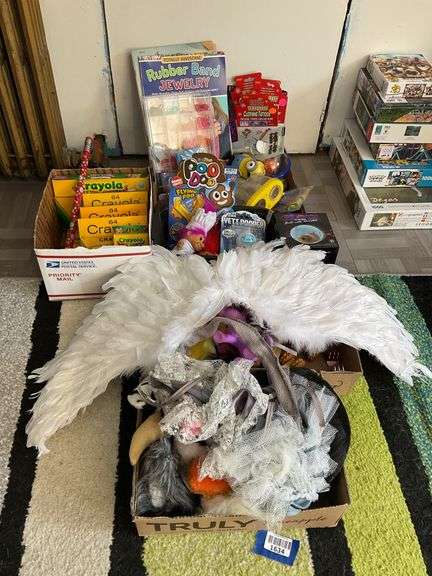 Play costumes, Crayons, troll doll, My Little Ponys, misc toys