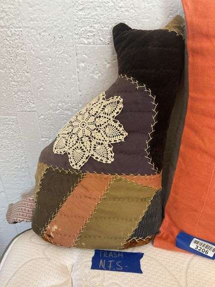 Crazy quilt cat pillow, and cat patchwork throw pillow