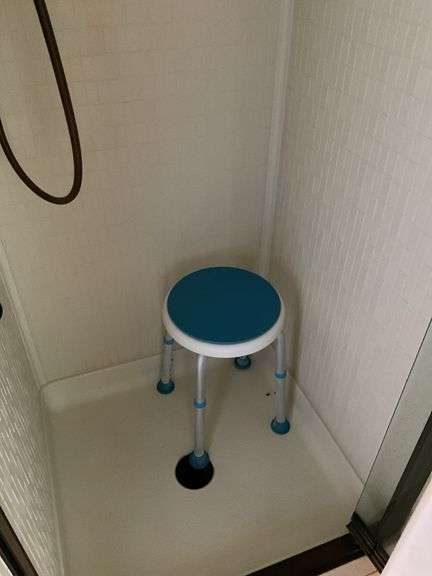 Contents of bath/laundry room: Bath stool, towels, heath & body products, walker, under sink contents, wall plaque, misc. Washer and Dryer NOT FOR SALE.
