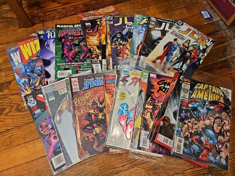 Comic books including: JLA, Flash, Captain America