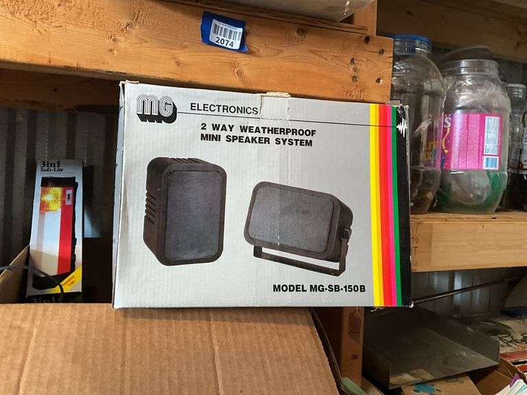 Weatherproof mini speaker system, flashlight, water filter, misc