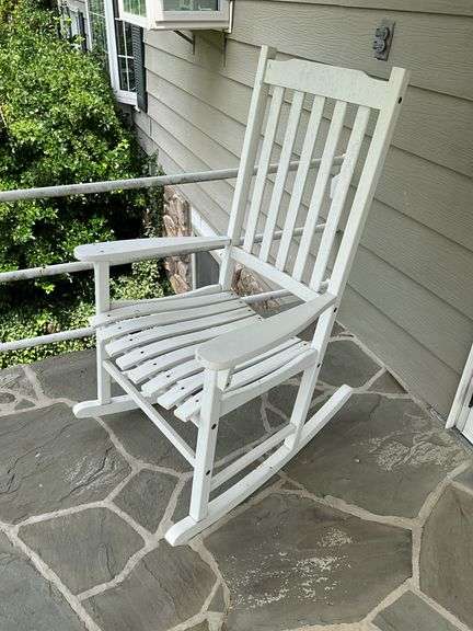 White porch rocker