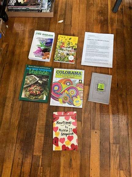 Books: Lyme Disease, Herbs, Vegetables, coloring book, misc