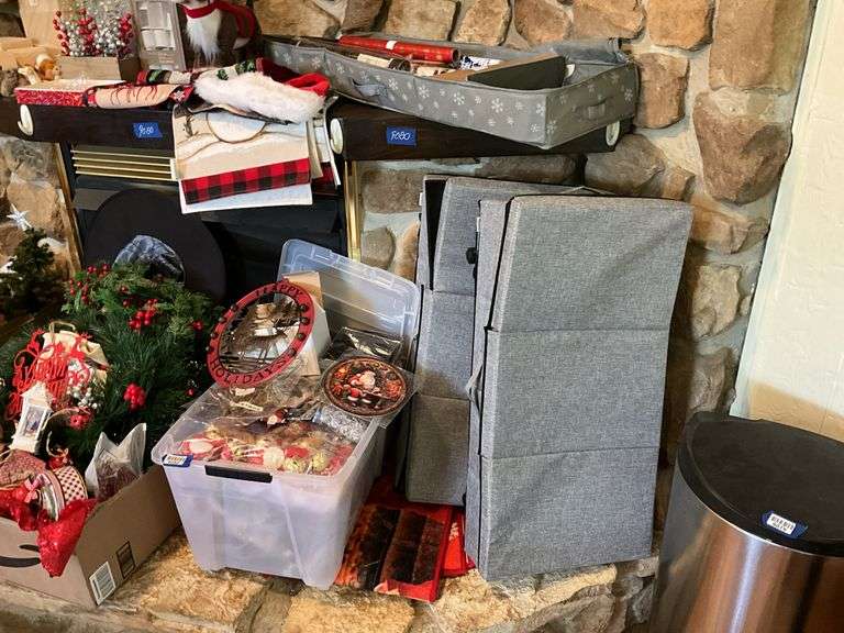 Large lot of Christmas ornaments and decor, gift wrap, misc