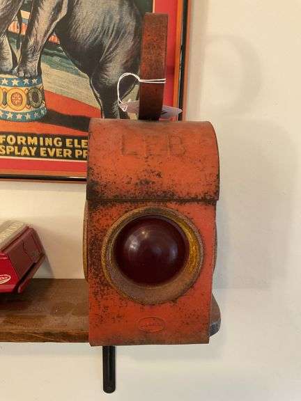 Red railway signal lantern