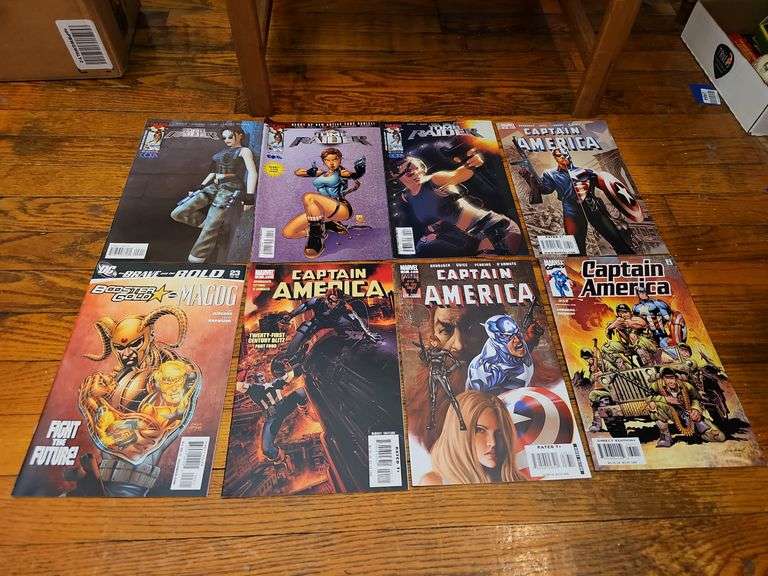 Comic books including: Hulk, Captain America, Tomb Raider