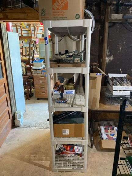Plastic shelf unit - no contents, MUST COME DURING LAST 2 HOURS OF PICKUP FOR THIS ITEM.
