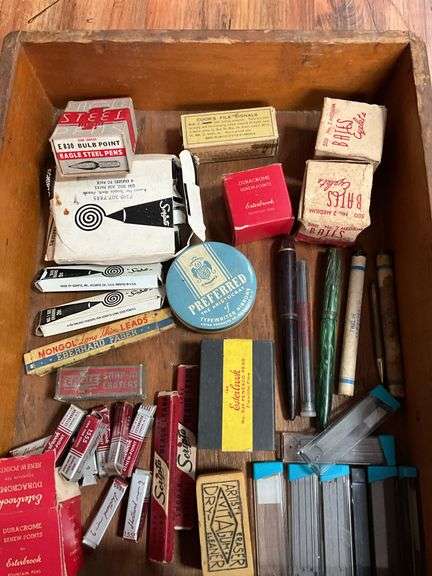Vintage pens, pen points, pencil leads