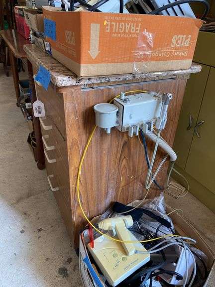 Dental cabinet w/ granite stone top - no contents