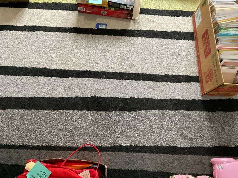 Striped rug 92 in x 125 in - no contents
