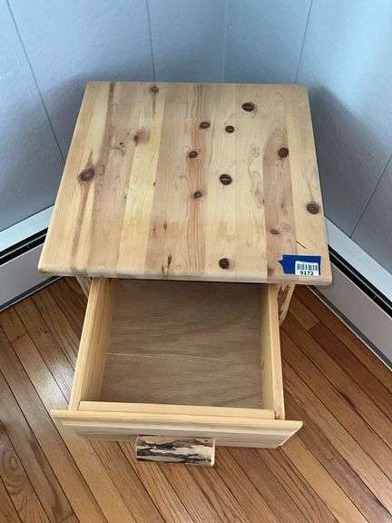 Adirondack style wood end stand w/ drawer 20x20x24