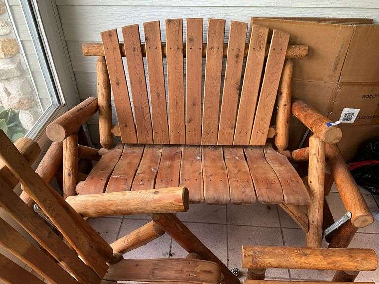 Adirondack style wood glider 59in long