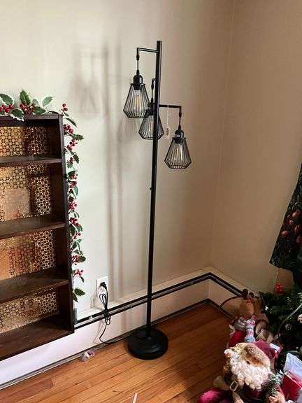 3-lite floor lamp w/ wire cage shades