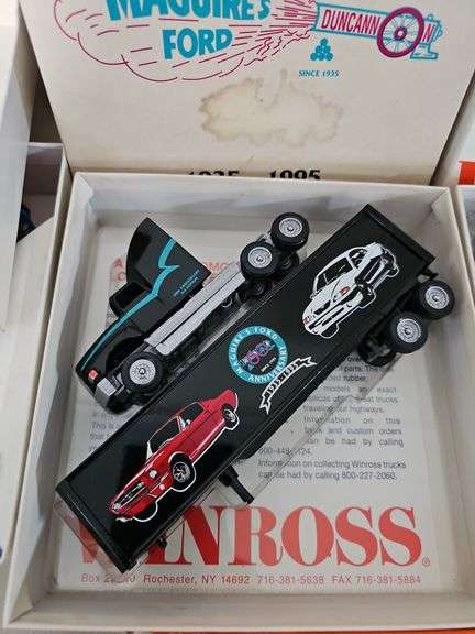 Three Winross model trucks in boxes: Maguire's Ford and PA Fish & Boat Commission