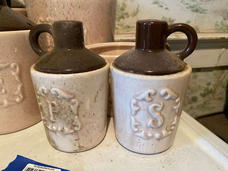 Vintage figural jug cookie jar, canister set, and salt/pepper shakers