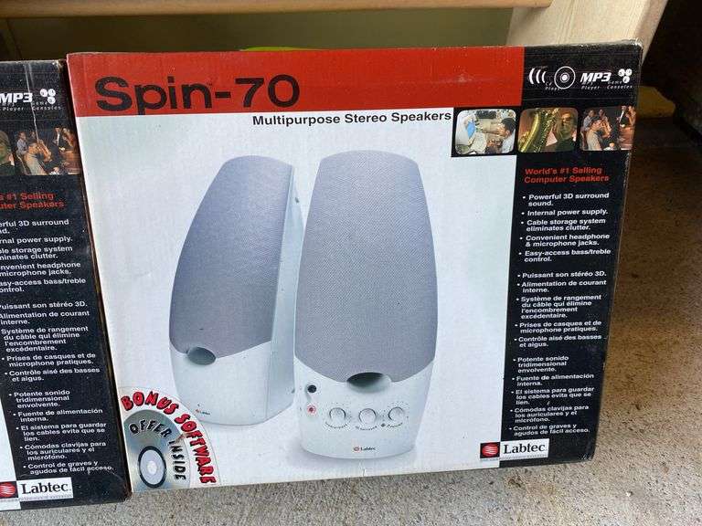 Two pair Spin-70 stereo speakers in boxes