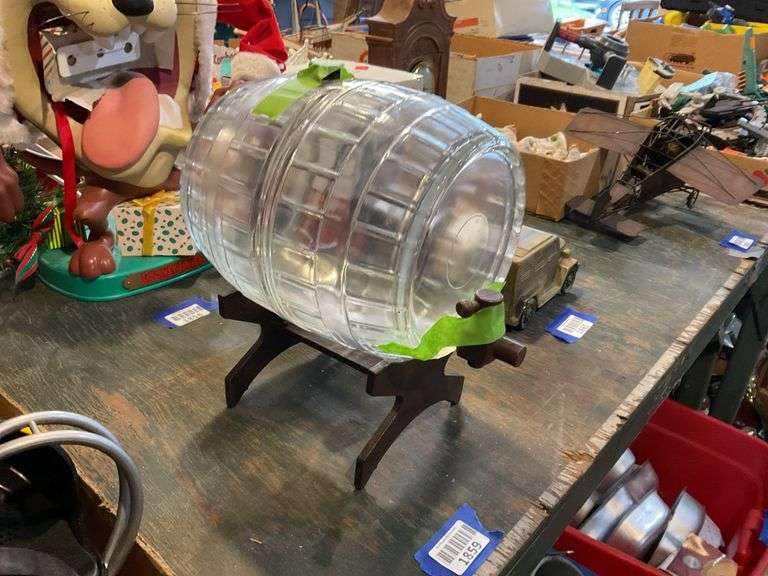 Glass barrel liquor dispenser