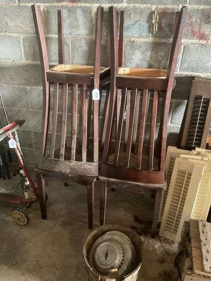 Set of four wooden dining chairs
