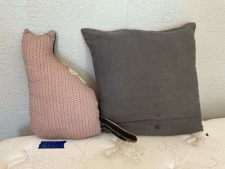 Crazy quilt cat pillow, and cat patchwork throw pillow