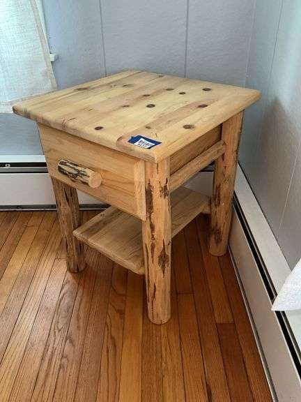 Adirondack style wood end stand w/ drawer 20x20x24