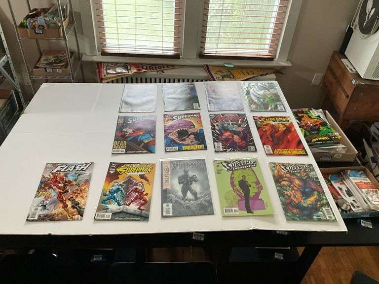 Comic books including: Superman, Spider-Man, Flash
