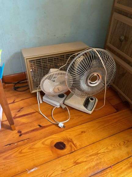 Two electric fans and electric heater