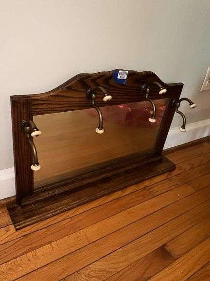 Oak coat rack/wall mirror 27.5in long