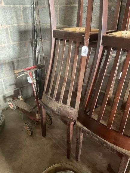 Set of four wooden dining chairs