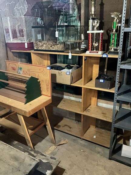 Pine shelf unit - no contents, MUST COME DURING LAST 2 HOURS OF PICKUP FOR THIS ITEM.