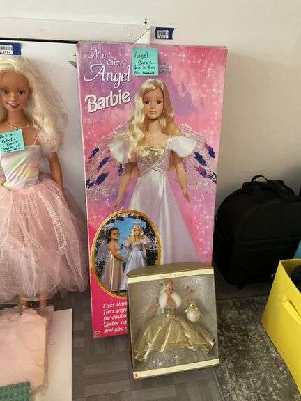 My Size Angel Barbie in box, and 2000 Celebration Barbie