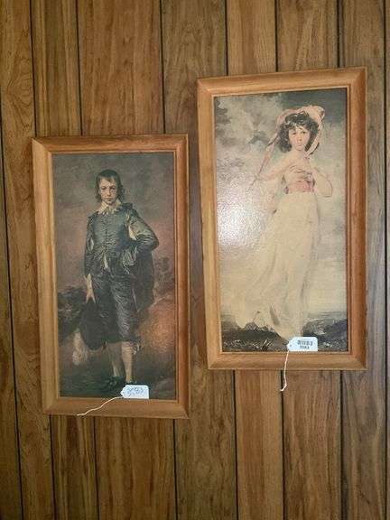 Blueboy and Pinkie prints, framed 14.5x26.5