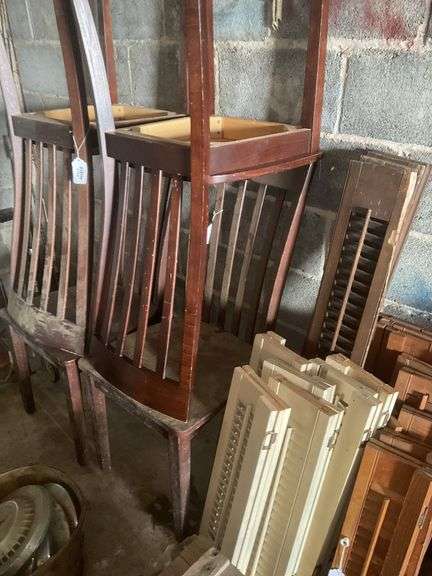 Set of four wooden dining chairs