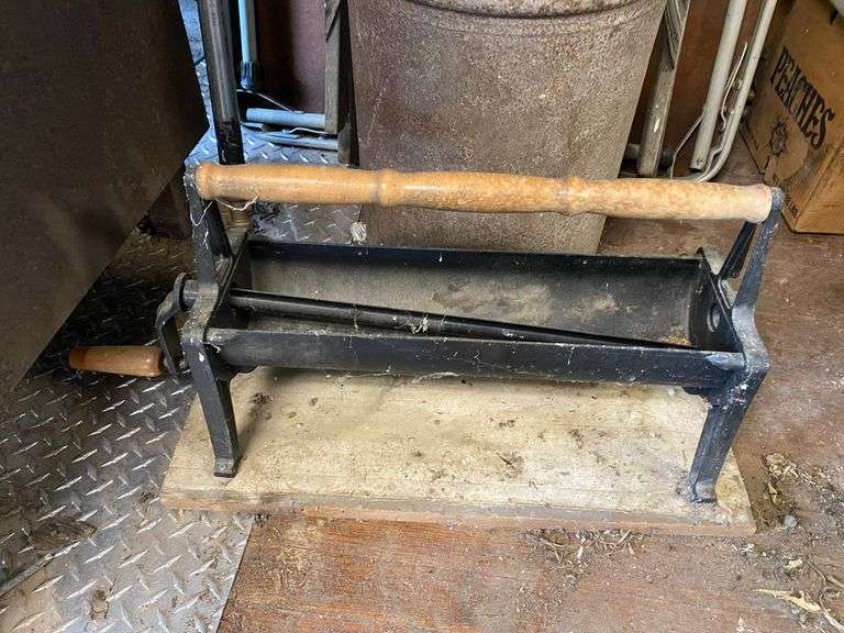 Paper log roller, milk can, 5' step ladder, folding card tables