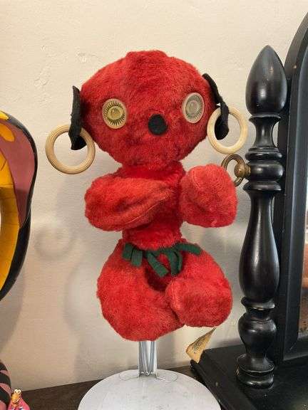 Vintage Bantam red plush toy figure w/ blinker eyes