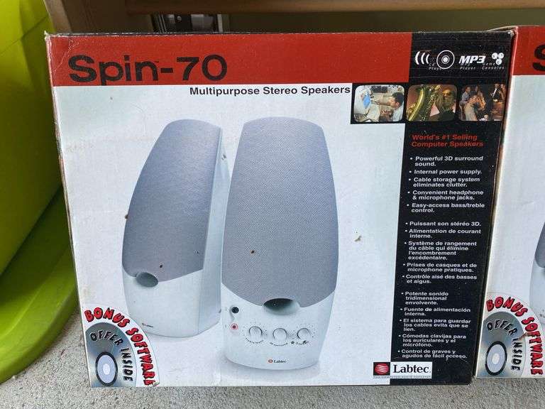 Two pair Spin-70 stereo speakers in boxes