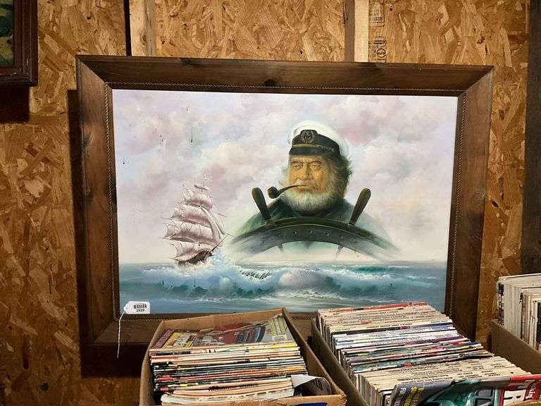 Scott Myers sea captain/ship painting, framed 29x41