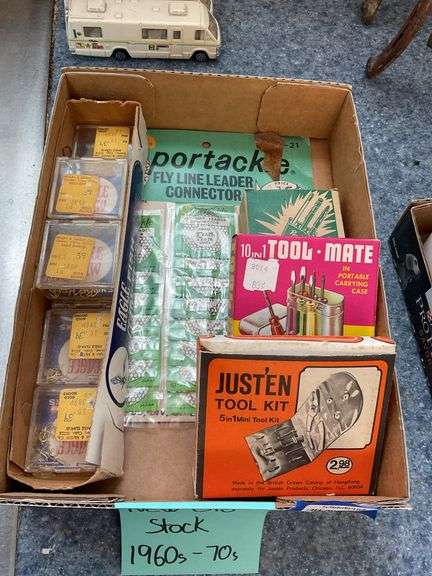 1960s-70s new old stock fishing items and tool kits