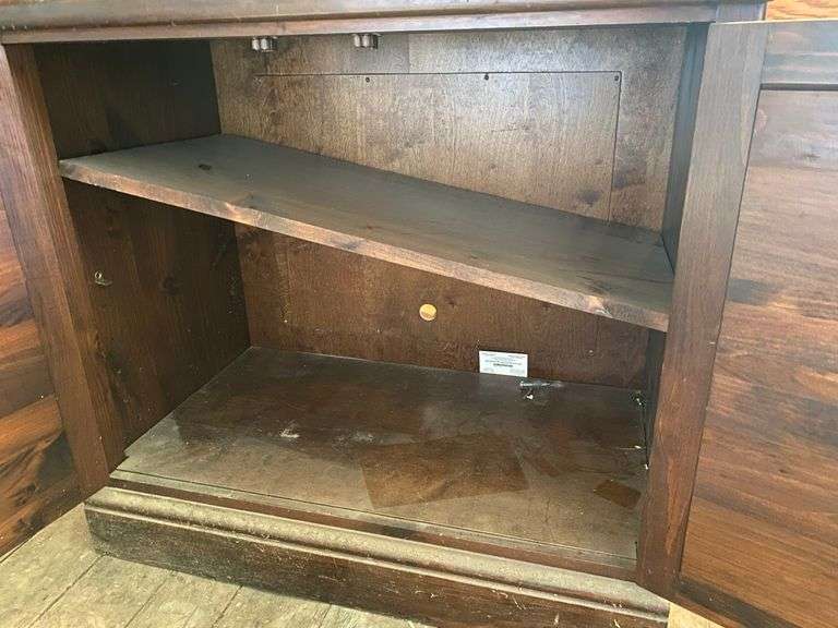 Dark pine louvered door cabinet 32x18.5x30