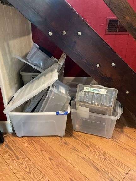 Plastic storage totes lot