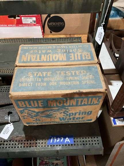 Blue Mountain Spring Water/ Harrisburg Pa printed box and six bottles