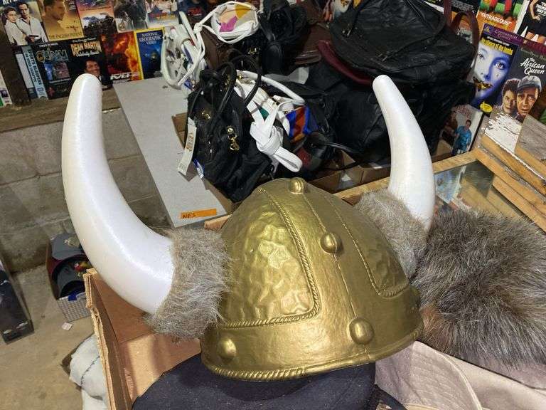 Viking helmet, racoon cap, misc hats